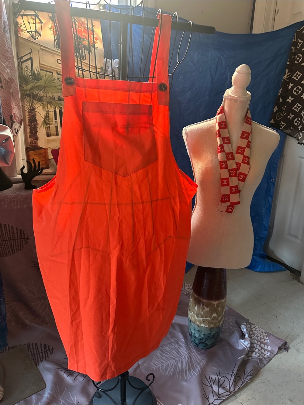 Bright Orange Cotton Apron - Unbranded